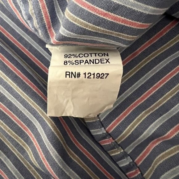Johnnie O Mens Medium Button Down Long Sleeve Shirt Vertical Striped Blue/Pink - Picture 5 of 5